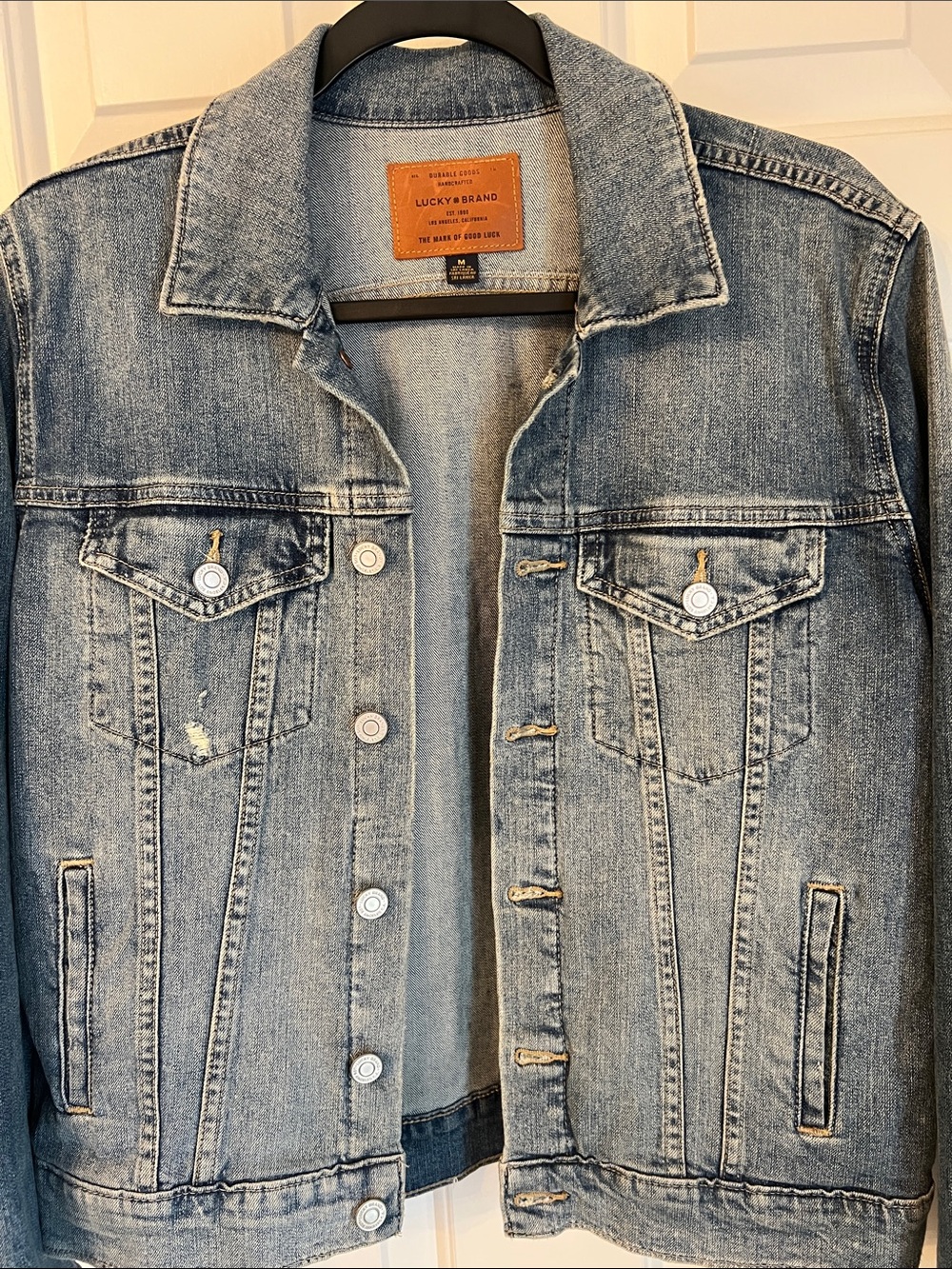 Lucky Brand Faded Blue Denim Trucker Jacket- Medium